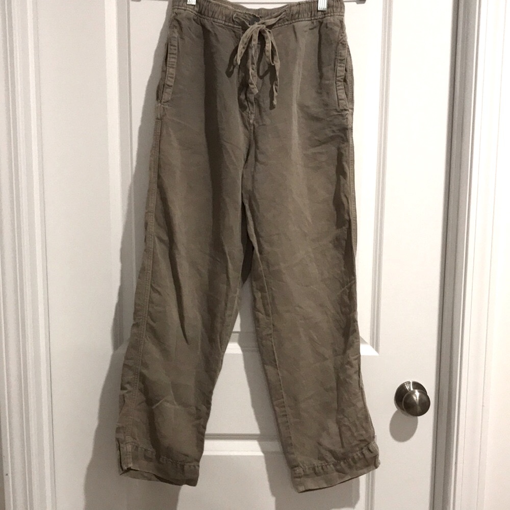 ZARA Linen/Cotton Drawstring Pants in Khaki